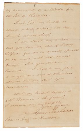 Lot #804 James Buchanan Autograph Letter Signed, Defending His Presidency: 