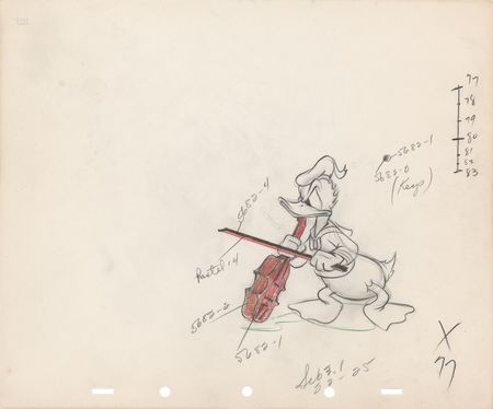 Lot #286 Donald Duck production drawing from The
