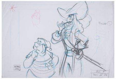 Lot #333 Captain Hook and Mr. Smee production panorama layout drawing from Return to Neverland - Image 2