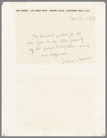 Lot #694 Jean Renoir Autograph Letter Signed