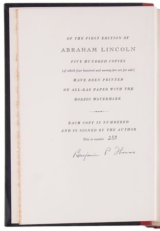Lot #37 Abraham Lincoln: A Biography by Benjamin P. Thomas (Ltd. Ed. #250/500) - Image 4