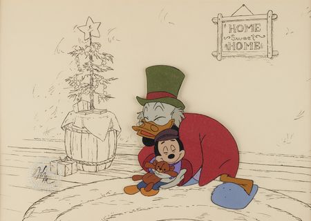 Lot #320 Mickey Mouse and Scrooge McDuck production cel from Mickey's Christmas Carol - Image 1