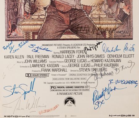 Lot #687 Raiders of the Lost Ark Cast and Crew Multi-Signed (13) Insert Movie Poster - 14˝ x 36˝ - Image 2