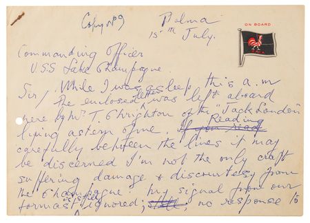 Lot #522 Errol Flynn Autograph Letter Signed - Written Aboard His Schooner Zaca During a Dispute with the USS Lake Champlain - Image 2