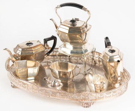 Lot #626 MGM Tea Set Engraved with Hepburn and