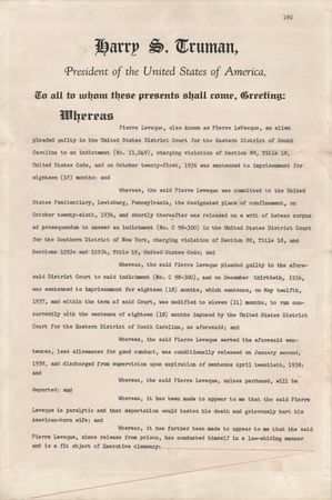 Lot #90 Harry S. Truman Document Signed as President, Granting a Pardon on Humanitarian Grounds - Image 2