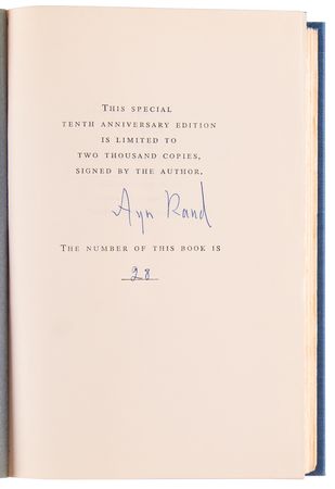 Lot #362 Ayn Rand Signed Book - Atlas Shrugged (Ltd. Ed #28/2000) - Image 4