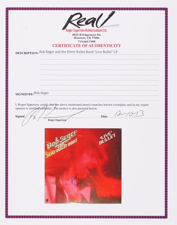 Lot #431 Bob Seger Signed Album - 'Live' Bullet - Image 2