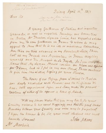 Lot #3 John Adams Autograph Letter Signed on the Last Survivors of His French Circle - “I have lost all my Friends and Acquaintances in France excepting yourself and The Marquis de La Fayette” - Image 2