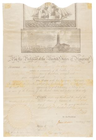 Lot #5 Thomas Jefferson and James Madison Maritime Document Signed as President and Secretary of State for the Brig Ann Maria - Image 1