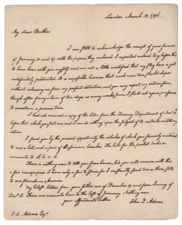 Lot #14 John Quincy Adams Early Autograph Letter