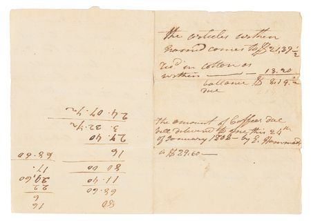 Lot #17 Andrew Jackson Twice-Signed Autograph Document Recording Cotton Credit and Household Purchases in Early Tennessee (1807) - Image 2