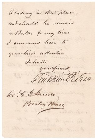 Lot #30 Franklin Pierce Letter Signed as President - Introducing Future Confederate General Braxton Bragg - Image 2