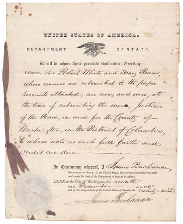 Lot #34 James Buchanan Document Signed as Secretary of State - Image 1