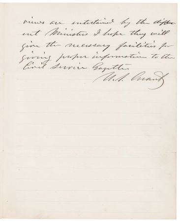 Lot #42 U.S. Grant Autograph Letter Signed as President to the “Members of the Cabinet” - Endorsing a New Civil Service Publication - Image 2