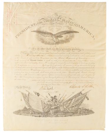 Lot #49. Chester A. Arthur and Robert Todd Lincoln Document Signed as President and Secretary of War, Appointing a Cavalry Captain