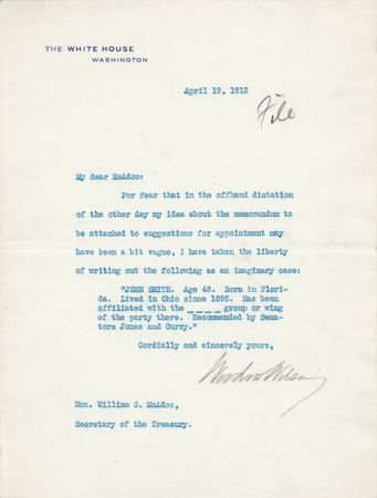 Lot #68 Woodrow Wilson Typed Letter Signed as