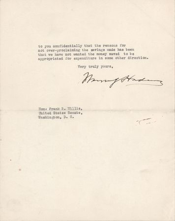 Lot #71 Warren G. Harding Typed Letter Signed as President on a Republican Speech in Maine - Image 2