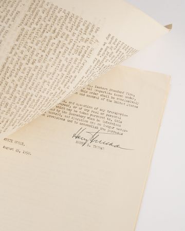Lot #86 Harry S. Truman Signed White House Press Release on the 1950 Railroad Strike: 