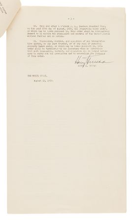 Lot #86 Harry S. Truman Signed White House Press Release on the 1950 Railroad Strike: 