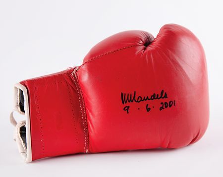 Lot #197 Nelson Mandela Signed Boxing Glove