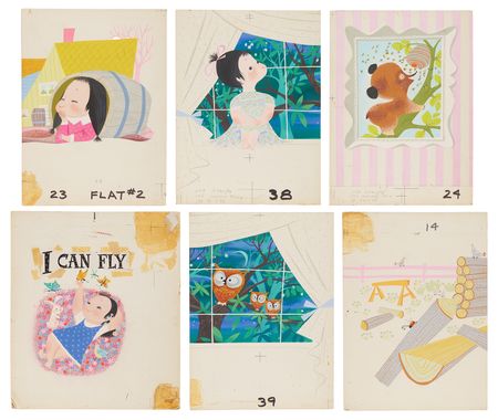 Lot #292 Little Golden Book storyboard and layout production paintings (21) by Mary Blair - Image 4