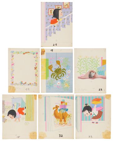 Lot #292 Little Golden Book storyboard and layout production paintings (21) by Mary Blair - Image 5