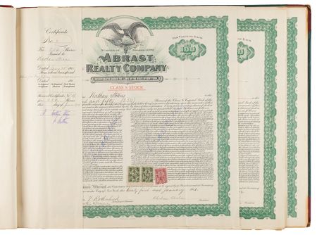 Lot #225 Isidor Straus (2) Documents Signed - Abrast Realty Company Stock Receipts - Image 3