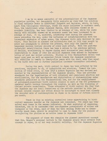 Lot #243 Douglas MacArthur Typed Letter Signed on Birth Control and the 