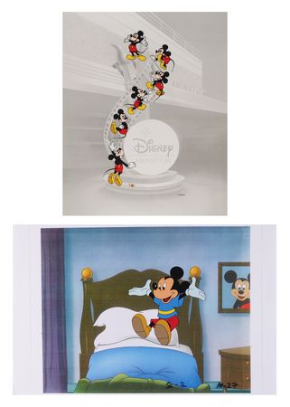 Lot #318 Mickey Mouse hand-painted cels: production cel from a 1980s TV show, and limited edition cel from the Magic of Disney series - Image 1