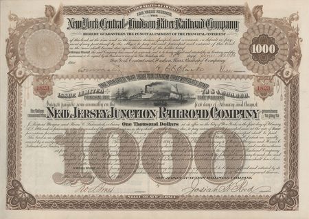 Lot #204 J. Pierpont Morgan Signed 'New Jersey Junction Railroad' Mortgage Bond - Image 2
