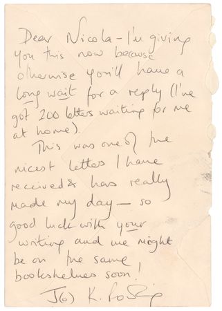 Lot #363. J. K. Rowling Autograph Letter Signed "J(o) K. Rowling"