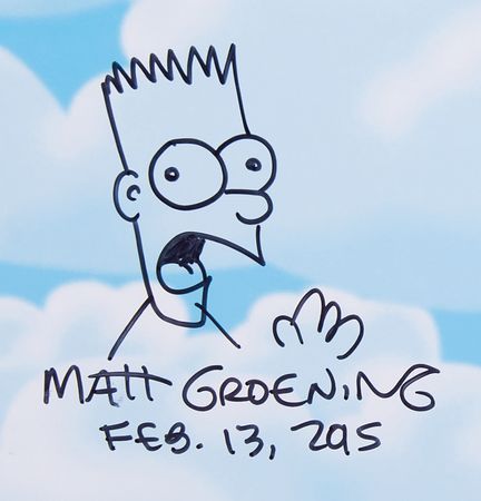 Lot #309 Matt Groening Signed Book with Sketch of Bart Simpson - Image 2