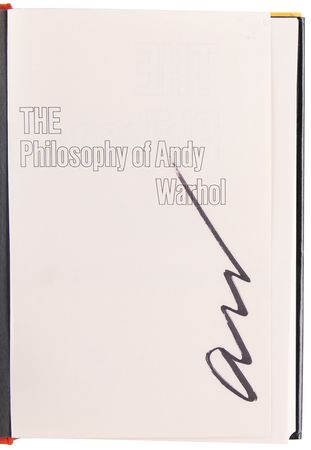 Lot #282 Andy Warhol Signed Book - The Philosophy of Andy Warhol - Image 3