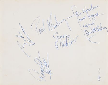 Lot #384 Beatles: John Lennon and Paul McCartney Signed Photograph - “This signature was forged” - Image 2