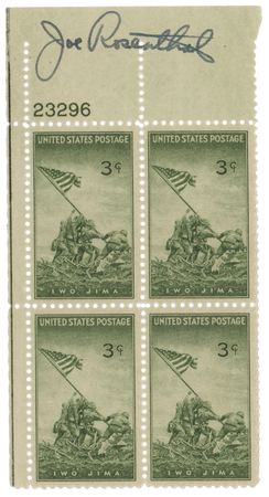 Lot #242 Iwo Jima: Joe Rosenthal Signed Stamp
