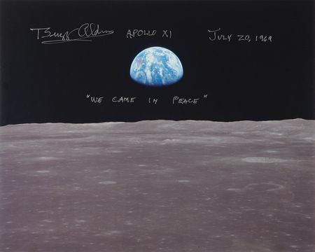 Lot #258 Buzz Aldrin Signed Oversized Photograph