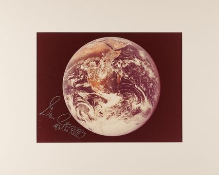 Lot #267 Gene Cernan Signed Oversized 'Earth'