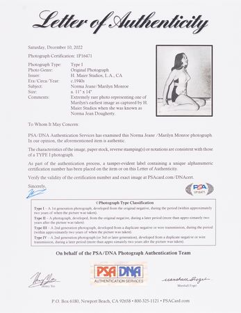 Lot #640 Marilyn Monroe Oversized Original Photograph by H. Maier Studios - PSA Type I - Image 2