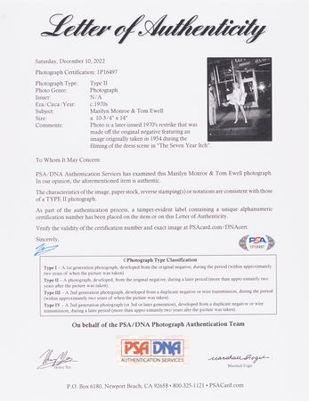 Lot #641 Marilyn Monroe Oversized Original 'White Dress' Photograph - PSA Type II - Image 2