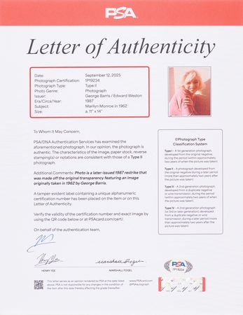 Lot #646 Marilyn Monroe Original Oversized Photograph by George Barris (Ltd. Ed. #55/99) - PSA Type II - Image 3