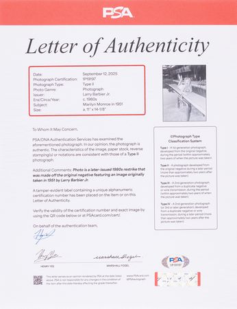 Lot #650 Marilyn Monroe Original Oversized Photograph by Larry Barbier, Jr. - PSA Type II - Image 2