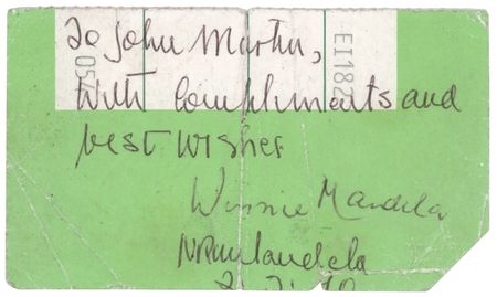 Lot #198 Nelson and Winnie Mandela Signatures