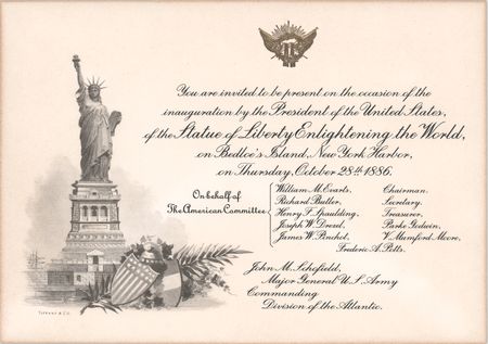 Lot #281 Statue of Liberty Inauguration Invitation