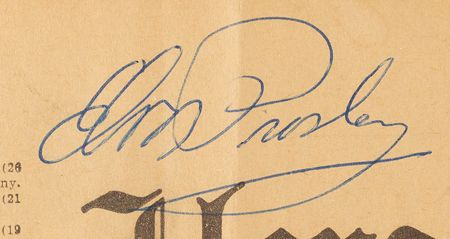 Lot #420 Elvis Presley Signature on a New York Herald Tribune Masthead Obtained in Paris During Army Service (June 1959) - Image 2