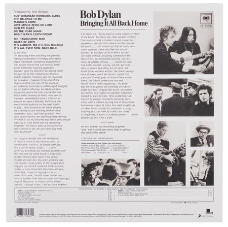 Lot #401 Bob Dylan Signed Album - Bringing It All Back Home - Image 3
