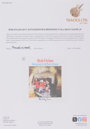 Lot #401 Bob Dylan Signed Album - Bringing It All Back Home - Image 7