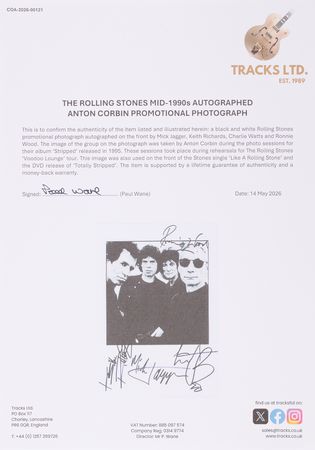 Lot #425 Rolling Stones Signed 'Stripped' Era Photograph - Image 2