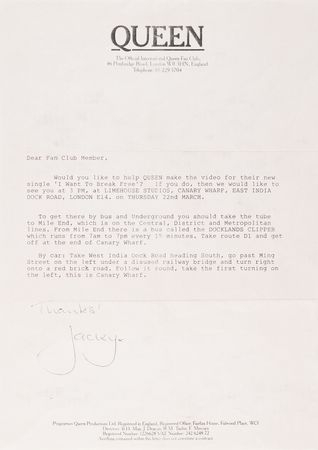 Lot #424 Queen Signatures - Obtained at the ‘I Want to Break Free’ Music Video Filming (March 22, 1984) - Image 5