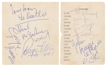 Lot #382 Beatles Signatures - Obtained at Floral